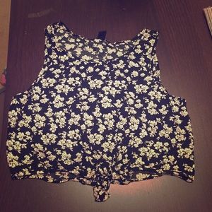Black and White Floral Crop Top