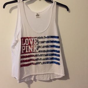 Victoria Secret PINK SEQUIN flag Tank