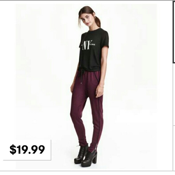 H&m burgundy joggers NWT