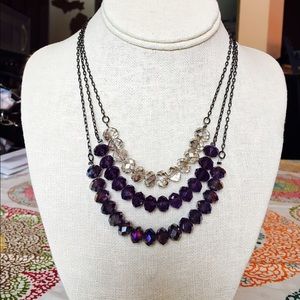 Purple Crystal 3-tiered Necklace