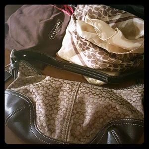 Coach brown leather purse & Scarf