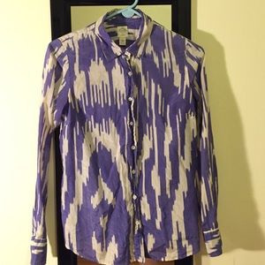 J. Crew Ikat Print Perfect Shirt