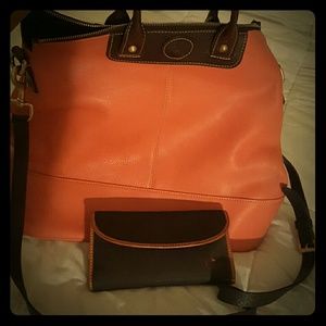 Dooney & Burke Orange & Brown crossbody & wallet