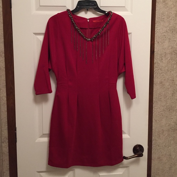 NWOT maroon pleated dress
