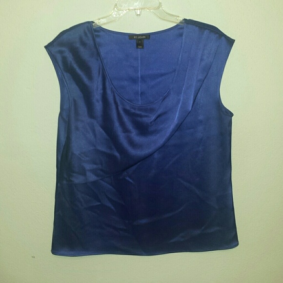 Blue liquid satin top by St.John