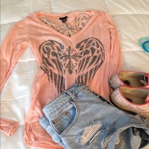 Long sleeve burnout shirt