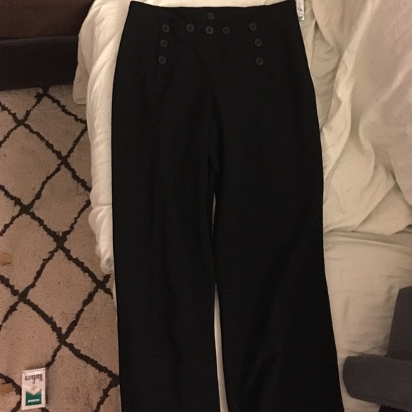 High waist black wide leg trousers. - Picture 2 of 2