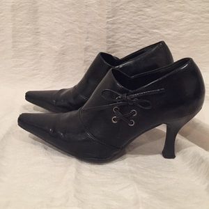 Franco Sarto black pointy toe ankle booties