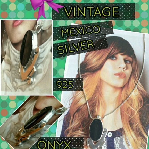 SALE!! Vintage Designer Onyx Necklace - Picture 2 of 4