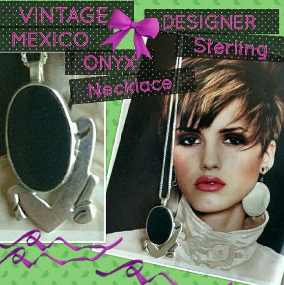 SALE!! Vintage Designer Onyx Necklace - Picture 4 of 4