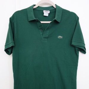 Lacoste Men's slim fit hunter green polo