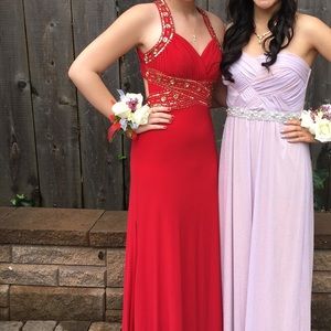 Red Bedazzled Prom Dress