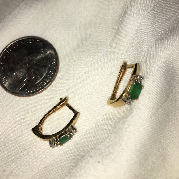 Authentic emerald/diamond gold earrings