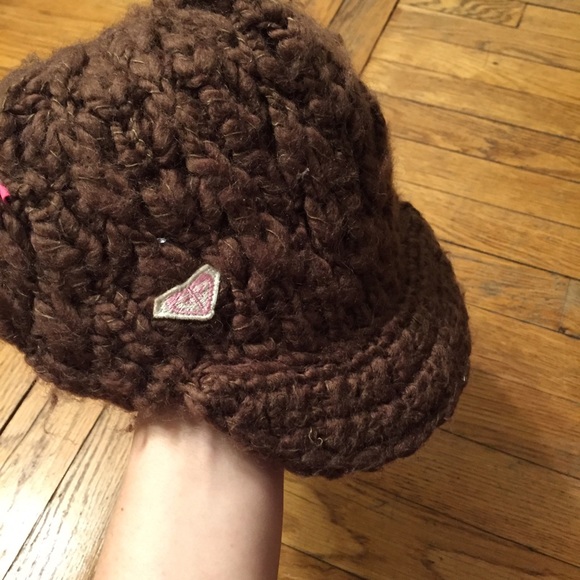 Brown roxy knit beanie
