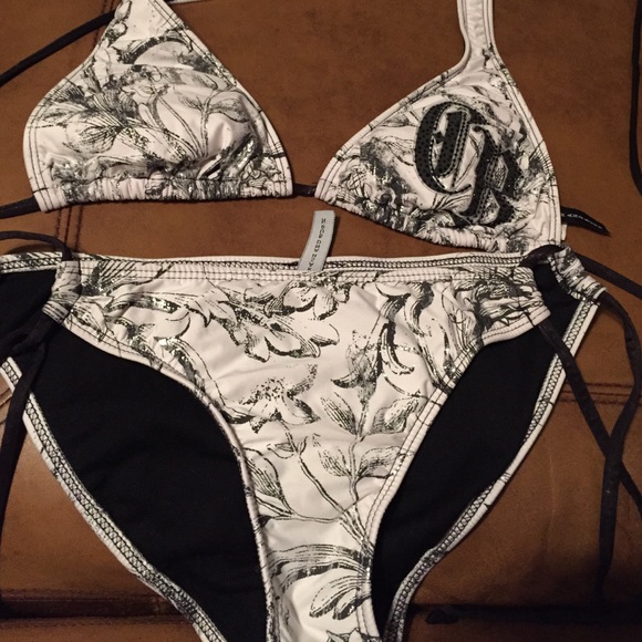 Bikini black white and metallic