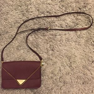 Rebecca Minkoff maroon zip trim cross body bag