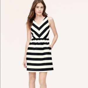 LOFT Black and White Striped dress