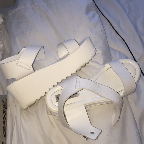 Steve Madden White Platform Sandals