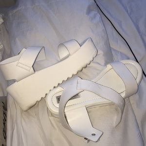 Steve Madden White Platform Sandals