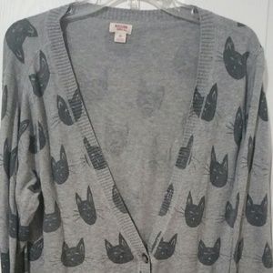 Grey/Black Cat Head Mossimo Cardigan