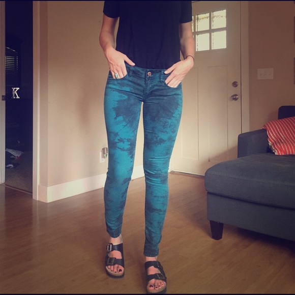 American Eagle Teal Tie Dye Skinny Stretch Jegging