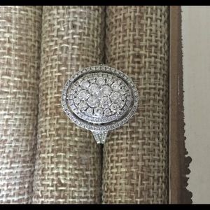 14k gold oval diamond cluster ring 1ct tw