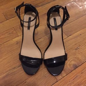 Thin Strap Patent Black Heels
