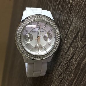 Michael Kors white watch w/ adj plastic band