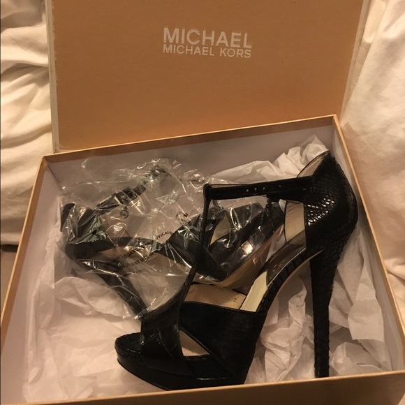 MK authentic black snake skin heels