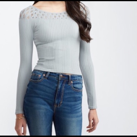 🔑Gray Long Sleeve Ribbed Seamless Crop Top🔑