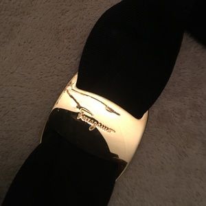 Ferragamo blk tiered fabric reposh bag minor wear