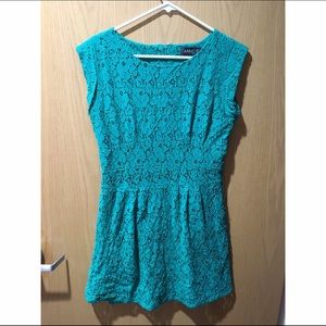 Teal Floral Print Mini Dress