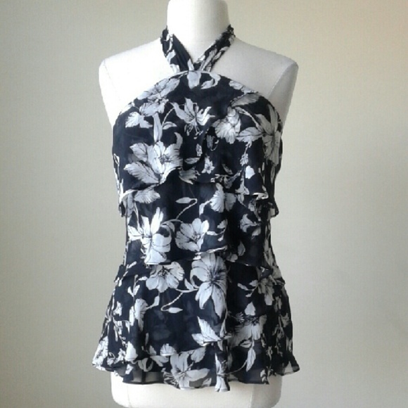 White House Black Market Tops - Floral tiered halter top SOLD!!!