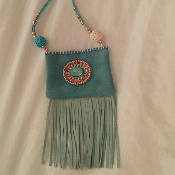 Suede Satchel Fringe Necklace - Picture 2 of 2
