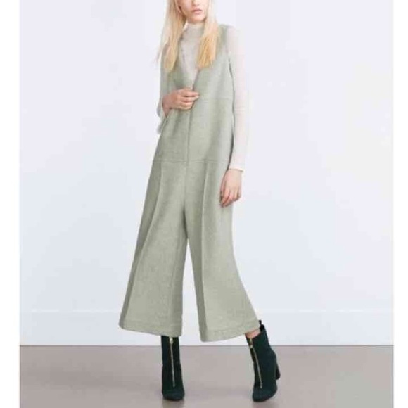 Zara cropped jumpsuit in green marl