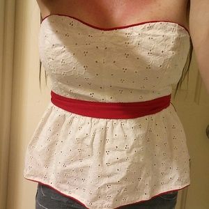 Forever 21 strapless eyelet top