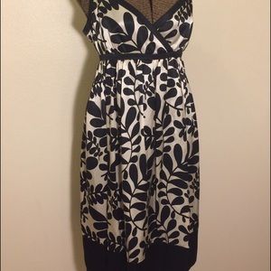 Maggy London Silk Floral Black and Tan Dress