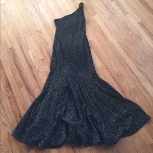 One shoulder black sparkle gown