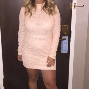 House of CB PEACH EMBELLISHED SEMI SHEER DRESS