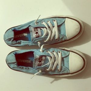 Converse baby blue slip on