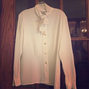 Sheer Tie-Neck Blouse in Cream