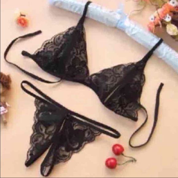 Black two piece lingerie set