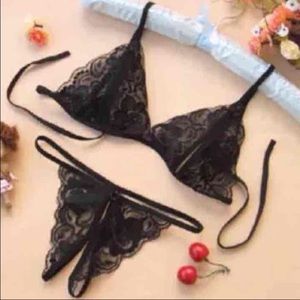 Black two piece lingerie set