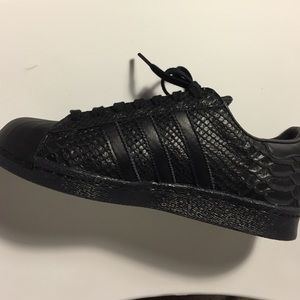 Custom made black Adidas superstar sneakers