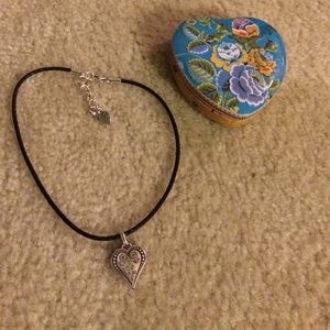 Brighton Heart Silver Leather Choker in Case