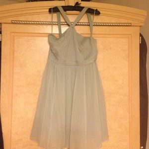 Mint Green Halter Back Silk Dress