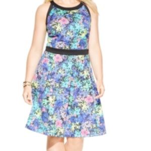 Spense Plus Size Floral-Print Fit & Flare Dress