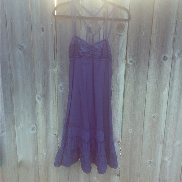 Free People Navy Strappy Silk Dress