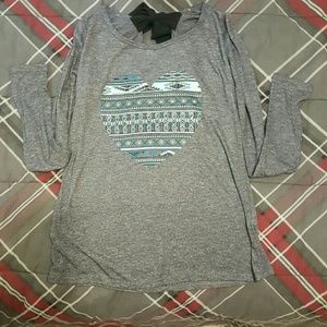 Vanity blue aztec heart shaped shirt