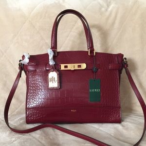 Ralph Lauren Darwin croc embossed satchel